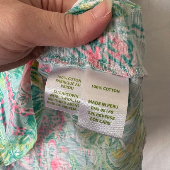 Lilly Pulitzer Women’s Small Pink Elephant Flamingo Alligator Giraffe Safari Top - Picture 5 of 8